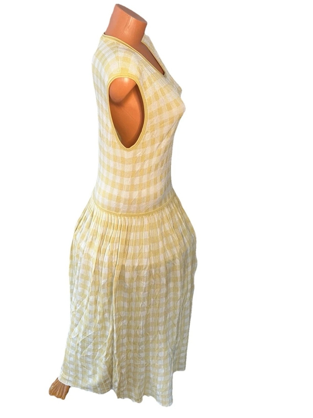 Everlane NWT Yellow Gingham Sleeveless Midi Dress XL Viscose Bridgerton - Picture 8 of 11
